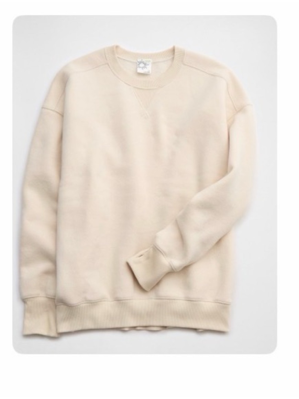 aerie Cloud Fleece Crewneck Sweater Cream